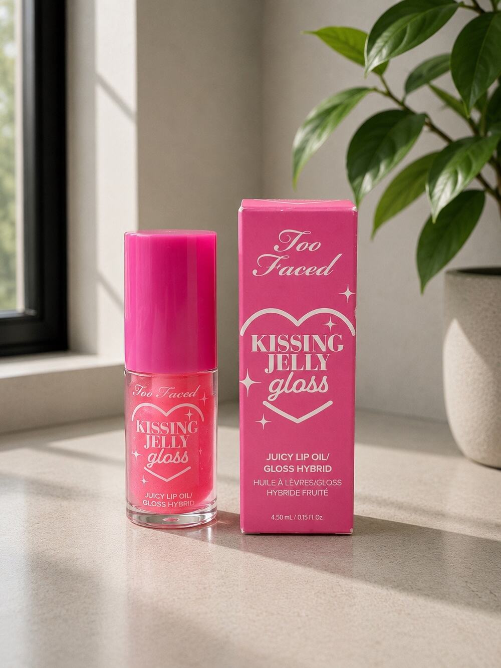 $22 New Too Faced Kissing Jelly Gloss Bubblegum Juicy Lip Oil Gloss Hybrid 4.5ml